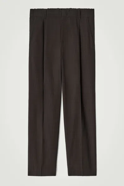 Cos Fluid Wool Trousers In Brown