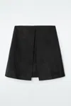 Cos Fold-detail Double-faced Wool Mini Skirt In Black