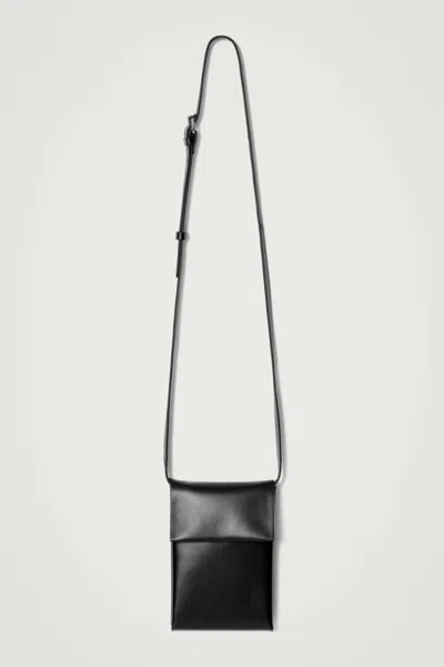 Cos Folded Crossbody Phone Pouch - Leather In Black