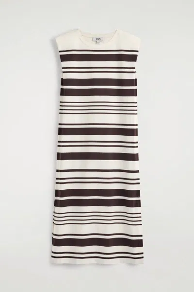Cos Folded-shoulder Cotton-jersey Midi Dress In White