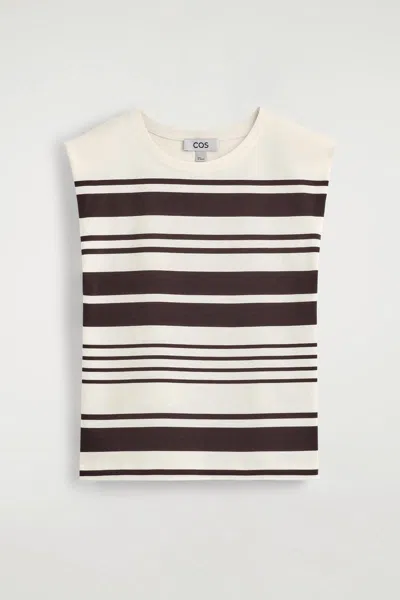 Cos Folded-shoulder Cotton-jersey Tank Top In Brown