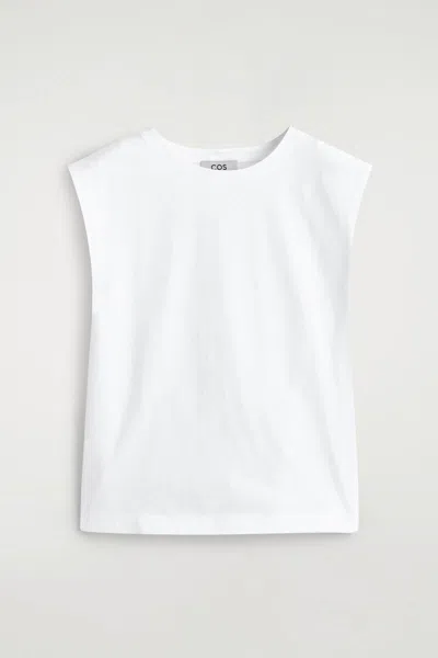 Cos Folded-shoulder Cotton-jersey Tank Top In White