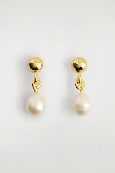Cos Freshwater Pearl Drop Earrings In Gold