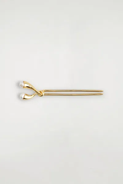 Cos Freshwater Pearl Hair Pin In Gold
