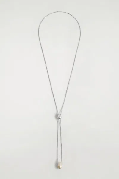 Cos Freshwater Pearl Slider Necklace In Silver