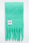 Cos Fringed Brushed-mohair Scarf In Green