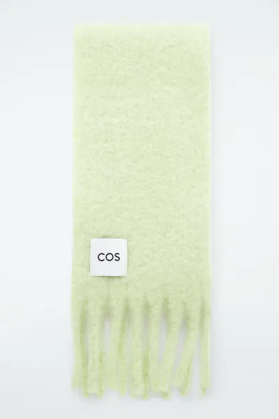 Cos Fringed Brushed-mohair Scarf In Green