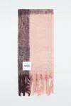 Cos Fringed Brushed-mohair Scarf In Red