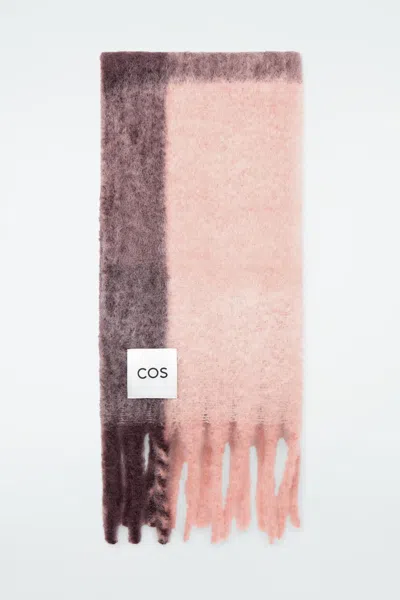 Cos Fringed Brushed-mohair Scarf In Red
