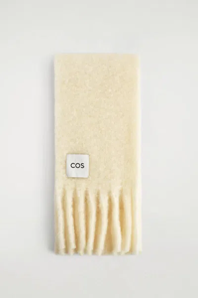 Cos Fringed Brushed-mohair Scarf In Yellow