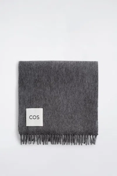 Cos Fringed Cashmere Scarf In Gray