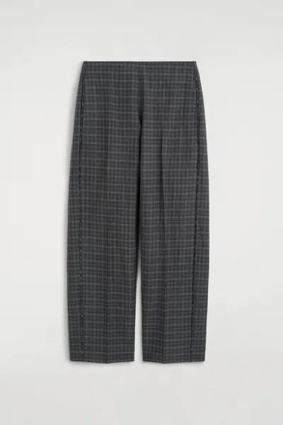 Cos Pantaloni A Quadri In Lino E Cotone Con Frange In Grigio