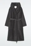 Cos Fringed Double-faced Wool Coat In Grey