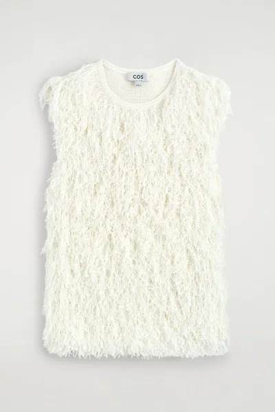 Cos Top In Maglia Con Frange In White