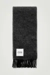 Cos Fringed Mohair Scarf In Black