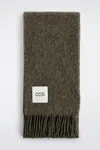 Cos Fringed Mohair Scarf In Brown