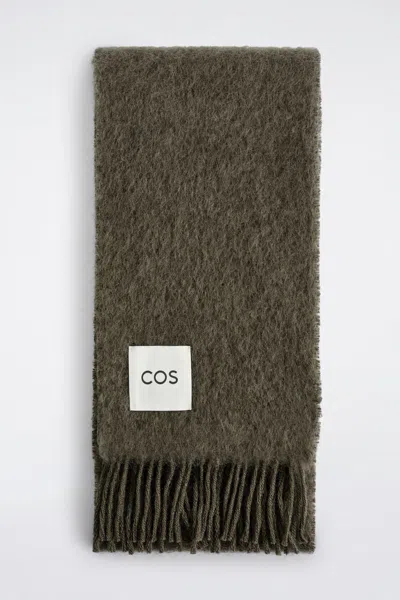 Cos Fringed Mohair Scarf In Brown