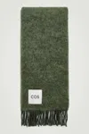 Cos Fringed Mohair Scarf In Green