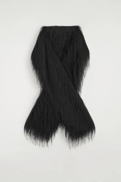 Cos Fringed Scarf In Black