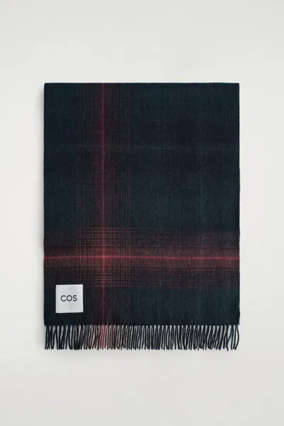 Cos Fringed Wool-cashmere Scarf In Blue