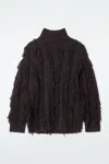 Cos Fringed Wool Jumper In Brown