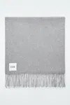Cos Fringed Wool Scarf In Grey