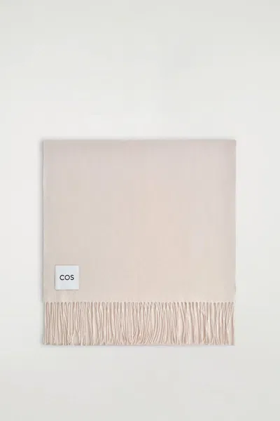 Cos Fringed Wool Scarf In Neutral