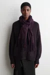 Cos Fringed Wool Scarf In Purple