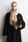 Cos Fringed Wool Scarf In Sand