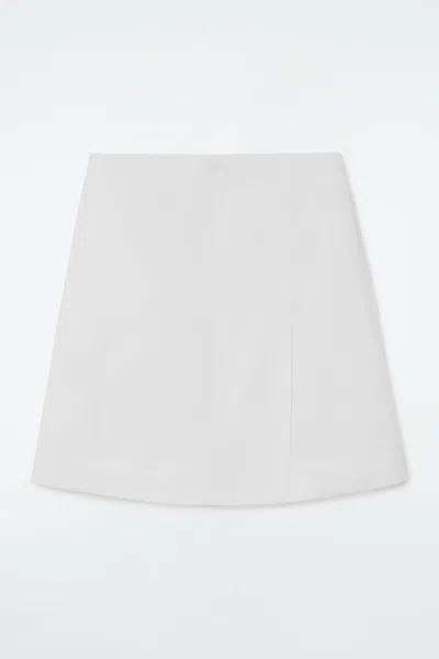 Cos Front-pleat Mini Skirt In White