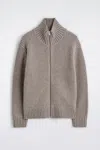 Cos Funnel-neck Knitted Wool Jacket In Brown