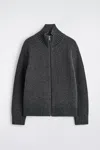 Cos Funnel-neck Knitted Wool Jacket In Gray
