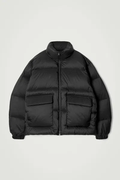 Cos Funnel-neck Quilted Down Jacket In Black