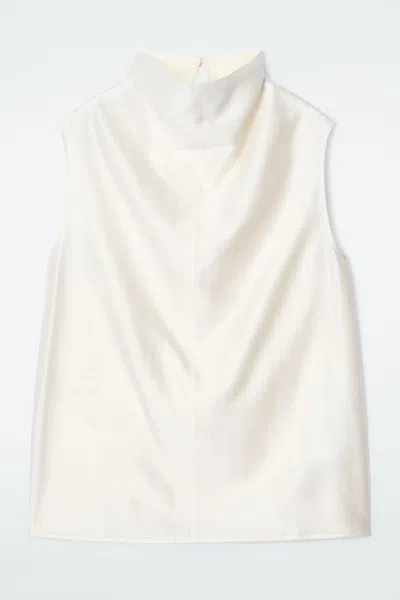 Cos Funnel-neck Sleeveless Blouse In White