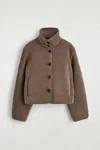 Cos Funnel-neck Teddy Jacket In Brown