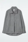 Cos Funnel-neck Wool-flannel Shirt In Grey