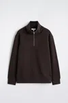 Cos Funnel-neck Zip-up Sweater In Brown