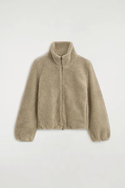 Cos Funnel-neck Teddy Jacket In Beige