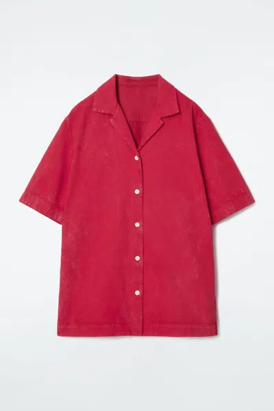 Cos Garment-dyed Resort Shirt In Red