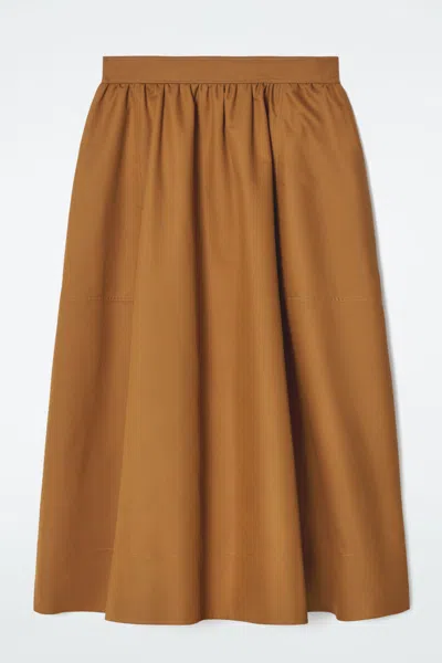 Cos Gathered A-line Midi Skirt In Beige