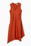 COS GATHERED ASYMMETRIC MIDI DRESS