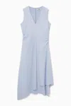 Cos Gathered Asymmetric Midi Dress In Turquoise