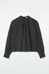 Cos Gathered Cotton Blouse In Black
