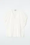 Cos Gathered Cotton Blouse In White