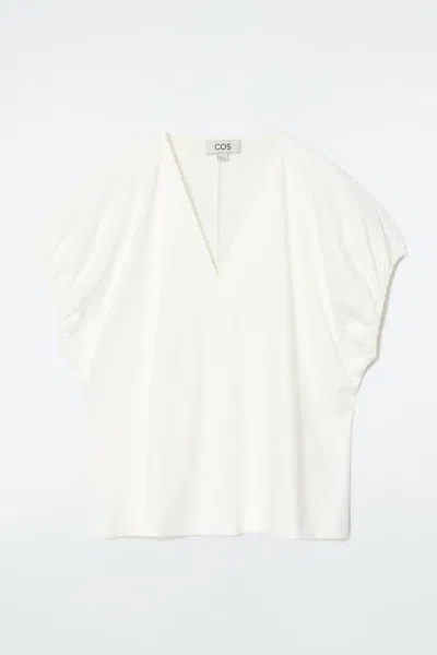 Cos Gathered Cotton Blouse In White