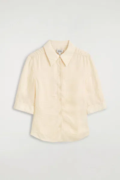 Cos Gathered Crinkled Shirt In Blanc