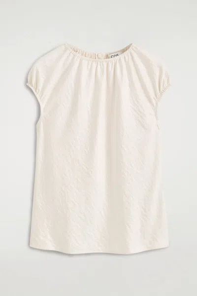 Cos Gathered Crinkled-satin Top In White