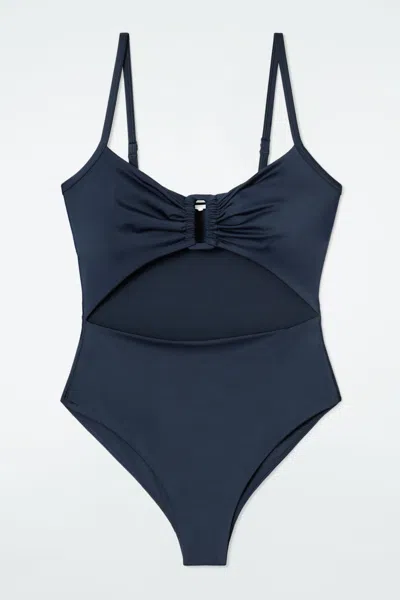 Cos Gathered Cutout Swimsuit In Blue