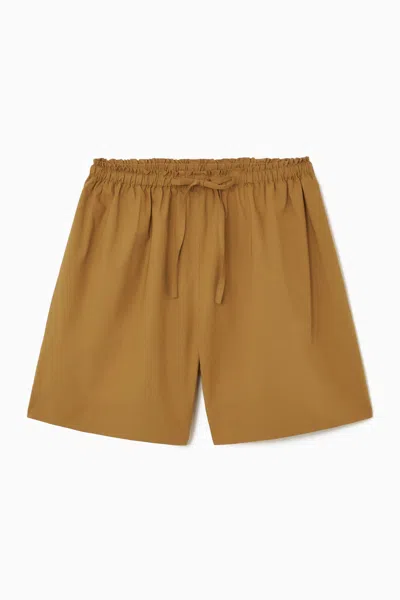 Cos Gathered Drawstring Shorts In Yellow