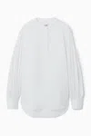 Cos Gathered Grandad-collar Blouse In White